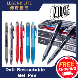 🇸🇬(SG STOCK ) 🔥DELI RETRACTABLE GEL PEN 3COLOR  BLACK BLUE RED  SCHOOL/OFFICE/WRITING /SIGN