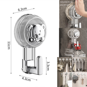 Super Adsorption force Suction Cup Soap Holder Bear No Punching Soap Dish with Hooks for Home Hotel