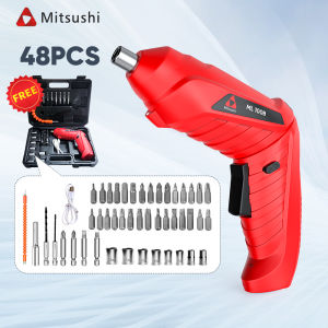 【48 in 1】Mitsushi 48pcs Rechargeable Cordless Drill Driver Kit with LED Light Tool Set Durable Lithium Battery Foldable Screwdriver for Household Motorcycle Industrial Repair Tools