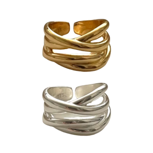 Độc đáo không thường xuyên geometri Nhẫn handmade bất thường dòng vượt qua Nhẫn nữ thích hợp cho các bên và sự kiện