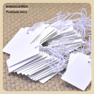 [COD] 100Pcs White Paper Jewelry Clothes Label Price Tags With Elastic String 5*3cm