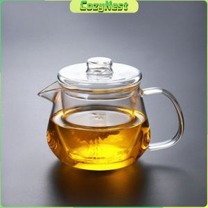 Borosilicate Glass Clear Cup With Lid and Tea Infuser Teapot 600ml and 500ml