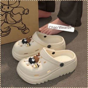 Slippers Abrasion Resistance Sandals Thick Sole Non-slip Fashion Baotou Coal Ball Odorless防滑洞洞鞋