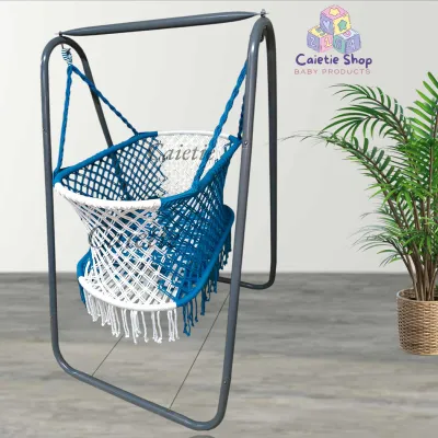 Duyan Baby Swing with Steel Frame Indoor & Outdoor Use Sturdy Metal Bracket Detachable Cradle | Portable Infant Hammock