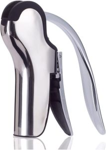 KAYCROWN Compact Wine Opener Stainless Steel Vertical Lever Corkscrew with Built-in Foil Cutter
