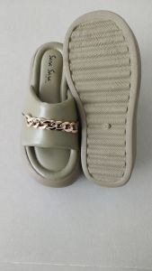 Sara Sara Gemes Sandal Wedges Wanita Gaya Korea Rantai Emas dan Tumit Tinggi 6cm - Warna Monocrom