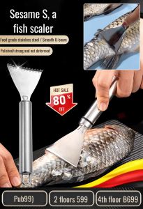 Food Grade Stainless Steel Scaling Peeling Knife Anti-Slip Handle Quick Peeling Scaling Great Kitchen Cooking Tool