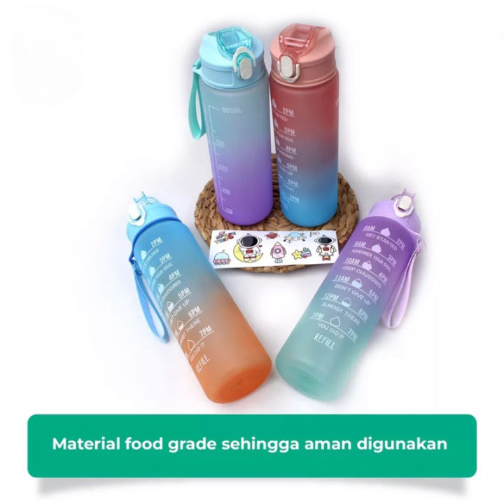 BOTOL MINUM 1L GRADASI PELANGI FREE STIKER 2D BOTOL 1 LITER BOTOL MINUM ...
