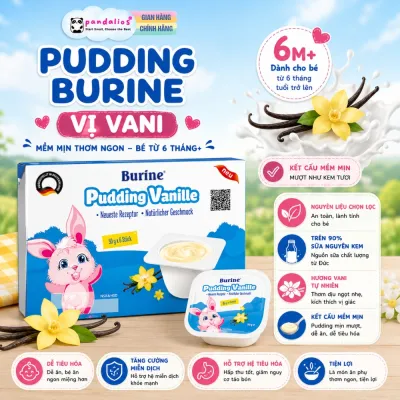Pudding Burine Vị Vani 6 Hũ x 50g – Pudding Sữa Mềm Mịn Cho Bé Từ 6 Tháng