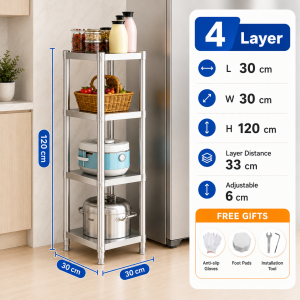 COHF Stainless Steel Kitchen Storage Rack Heavy Duty Metal Shelf Organizer for Microwave Oven Pots and Appliances Space Saving Pantry Storage