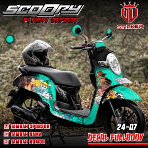 Decal Sticker - Sticker Decal Motor Honda Scoopy Fi 2017 2018 2019 2020 Full body Desain One Piece Luffy Lembayung Jepang Terbaru UV 24-07