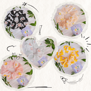 Cột vải scrunchies bông hoa nhiều màu xịn hịn buộc tóc nữ phụ kiện tóc bé gái xinh xắn - thương hiệu Vợ Chồng Tôi