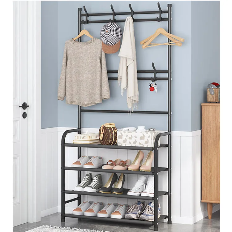 Multifunctional Shoe Rack Organizer Simple Floor Coat Rack Shoe Hat Rack  Layer