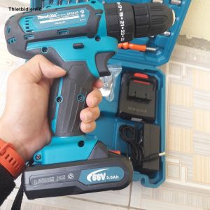 (LOẠI I) Máy Khoan Bê Tông Bắt Vít 66V - TẶNG Kèm 24 Chi Tiết - 3 Chức Năng 100% Lõi Đồng - 2 Pin Chuẩn 5 CELL