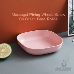 Matougui - Piring Makan Kotak Jerami Gandum+PP Warna-Warni Food Grade Ramah Lingkungan Tempat Makan Murah Meriah
