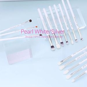 Jessup Professional Makeup Brushes Set 15pcs Make Up Brush Pearl White/Silver Tools Kit Eye Liner Shader Natural-Synthetic Hair2026
