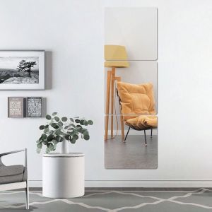 OKDEALS01 Durable Acrylic Mirror Wall Sticker Self Adhesive Frameless Home Mirror Tiles Mirror Sheets Full Length Wall Mounted Mirror Over The Door