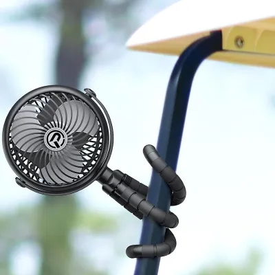 Rechargeable Golf Cart Fan Compatible with EZGO Club Car Yamaha Clip on Fan with Flexible Tripod 360 ° Rotatable 20Hrs Work 3 Speed Battery Operated for Golf Cart Golf Palyer Summer Essential
