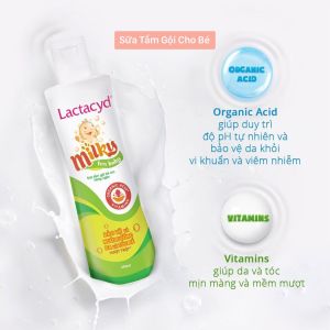 Sữa tắm gội hàng ngày Lactacyd Milky 250ml cho bé từ 0-24 tháng tuổi