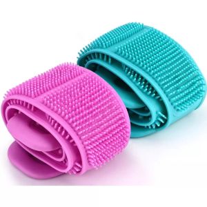 Silicone Back Scrub Bath Shower Wash Body Belt Brush Bath Towel Exfoliating Bath Brushes Back Scrubber Bathroom Accessories