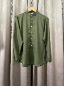 Koko Mandarin Linen Lengan Panjang Warna Solid - Baju Muslimin Kekinian 2024