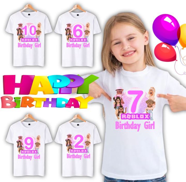 ROBLOX GIRL Theme T-Shirt / Birthday graphic printed shirt for