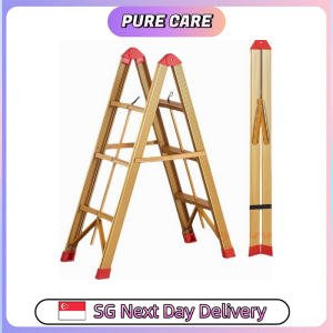 【Pure Care】 Engineering Stick Ladder Foldable Thick Compact Space Saving Anti-slip Lightweight Carbon Steel Household