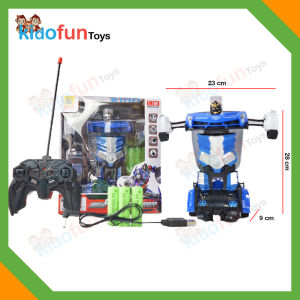 Remot Kontrol Mobil Balap Transformer Berubah Jadi Robot Police Deformation 360° RC + Baterai Cas