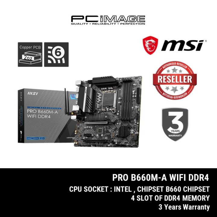 MSI SOCKET LGA 1700 B660MA WIFI DDR4 MATX MOTHERBOARD Lazada