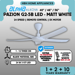 【FREE GIFT🔥】ALPHA ALKOVA PAZION G2 LED / NON LED 5B 56/46/40 inches DC Motor Ceiling Fan with Remote Control