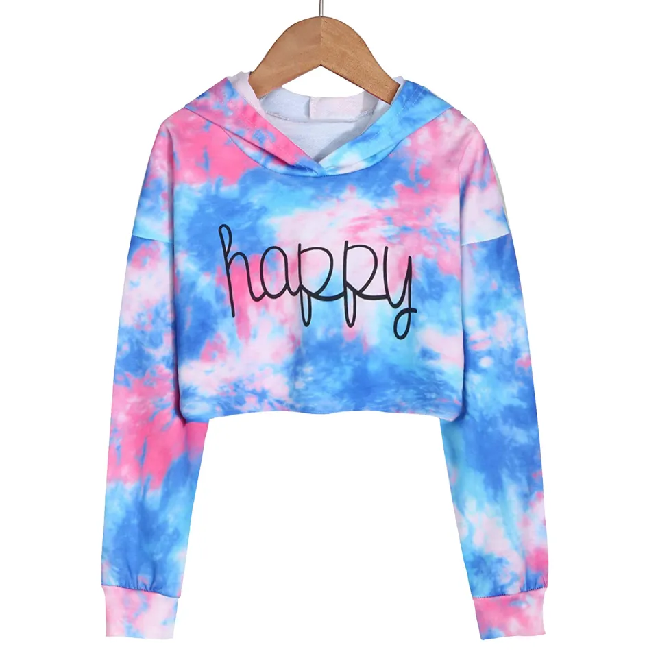 Time Limited sale Kids Teen Girls Crop Tops Tie Dye Hoodies Long Sleeve Pullover Sweatshirts Tops Princess Lazada Singapore