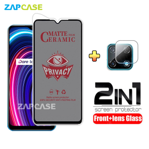 PAKET 2in1 Anti Gores Layar Privacy Realme C25Y Free Tempered Glass Camera Lens