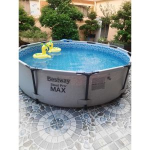 Bể bơi khung kim loại chịu lực kích thước 3.05m x 76cm Bestway 56406 Siêu Bền và An Toàn + quà phao  bóng BH 24 THÁNG