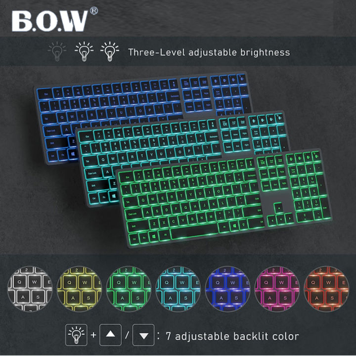 BOW Backlit keyboard for laptop bluetooth keyboard wireless keyboard