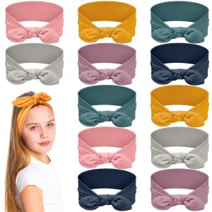 Giegxin 12 Pack Girls Headbands Rabbit Ear Bow Hairband Stretchy Wide Cloth Hair Accessories for Kid Toddler(Colorful)