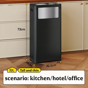 32L Commercial Trash Can Dustbin Double Open LidHotel Garbage Bin Large Capacity tall Trash Bin