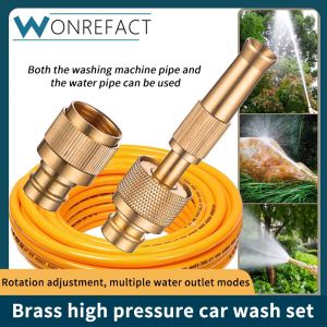 1set Brass Spray Nozzle Spray Sprinkler High Pressure Direct Spray Garden Hose Adjustable