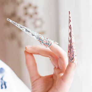 THANKSKY Hoa nữ hoàng Phong cách cổ Cổ đại Bộ Nhẫn Móng Tay Knuckle Rings Phụ kiện múa bụng Bảo vệ đầu ngón tay