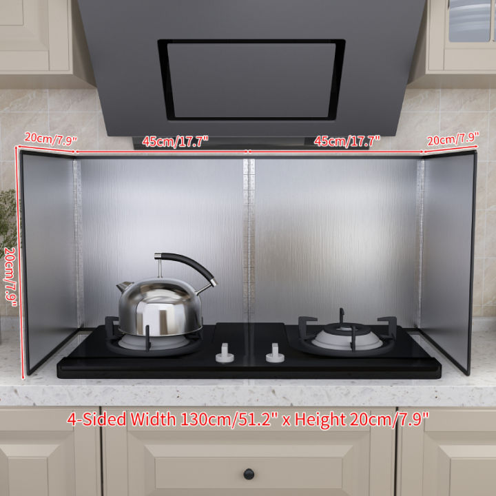 4 Sided Splatter Guard,Foldable Stainless Steel Oil Splatter Screens Frying Oil Splash Insulation Board Nonstick Oil Splatter Guard Stove Heat Insula