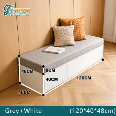 FOSWELL Storage Sofa Upholstered Stool Sofa With Drawer Wooden Sofa Bedroom Furniture