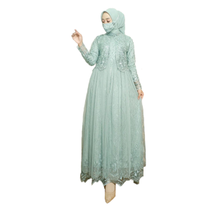 GAMIS BUSUI SHIREEN/ KEBAYA MODEL ROMPI FULL BRUKAT TILE LAPIS VELVET FREE MASKER
