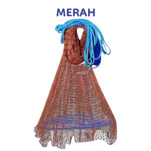 Bumi Damai Jala Jaring Lempar Frisbee 240 CM Benang Ban Merah Mesh Pancing Penangkap Perangkap Ikan Udang Kepiting Piring Bulat Fishing Throw Net Cage