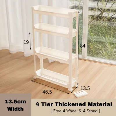 ☑️🚚【SG Ready Stock】9.5cm Slim Trolley Rack/ Bathroom Storage/ Kitchen Storage Cart with Wheels Fit into Narrow Space 狭窄的置物架