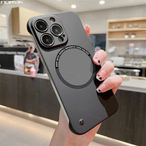 NORVIK Luxury Magsafe Wireless Charging Case Borderless Ultra Thin TPU Hard Cover for Vivo V27 V27e X90 iQOO 11 V25 X80 V23 V23e X70 Pro 4G 5G Candy Solid Colors Phone Case I38-1