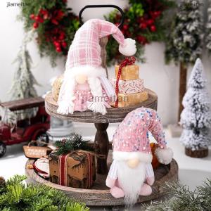 [COD] jiameitan Christmas Gnome Plush DecorationsElf Dwarf Gnomes Doll Pink Sequin Hat Design For Home Christmas Table Decorations