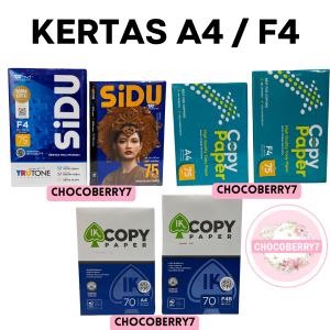 Copy Paper Ika Paper Sidu Kertas HVS A4 F4 70 gr 75 gr 1 RIM 500 Lembar