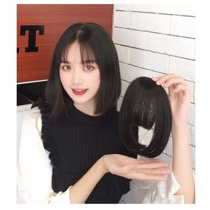 วิกผมสังเคราะห์ทรงปริ๊น เซสตัดผมหน้า ม้า สีน้ำตาล ดำธรรมชาติ ให้บริการสำหรับหญิง คลิป