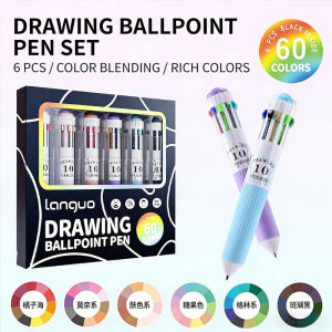 Aoduoyaya 6/12PCS 10 in 1 Colors Multicolored Ballpoint Pen 116 Colors 0.8mm Silicone Student Pen Kids Painting And Graffiti School