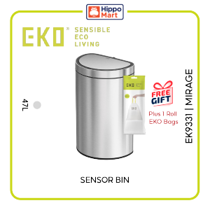 EKO Dustbin | Mirage | EK9331 | 47L | Dustbin | Trash Bin | Waste Bin | Stainless Steel | Sensor Bin | Semi-Round | Fingerprint-proof