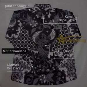 Batik Sang Bintang. Kemeja Batik Pria Lengan Panjang. Katun Full Furring Warna Dasar Hitam